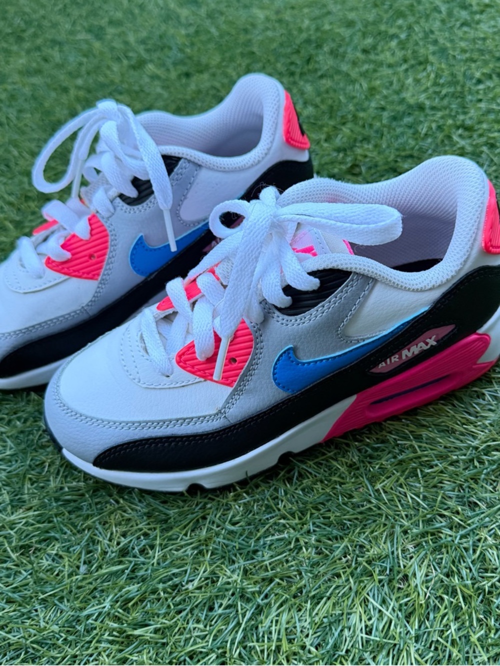Nike Kids AirMax White Sneakers with Blue and Hot Pink Accents - Picture 4 of 8
